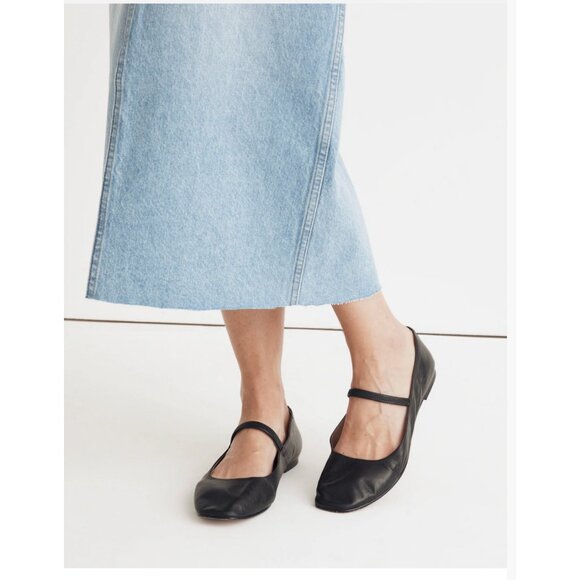 Madewell $98 The Greta Ballet Flat in Black Size 8.5 NN044 Leather #86 - Picture 2 of 13